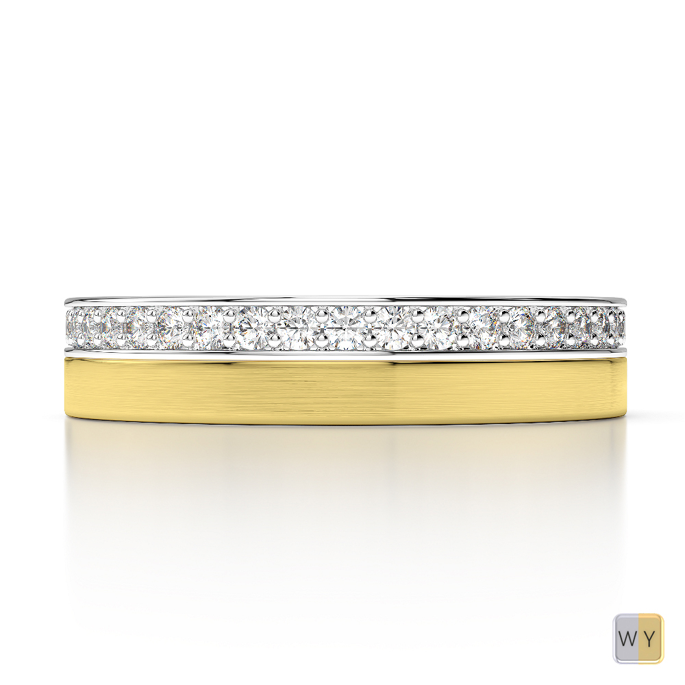 White & Yellow Gold Mens Fusion Diamond Wedding Ring AGDR-1287