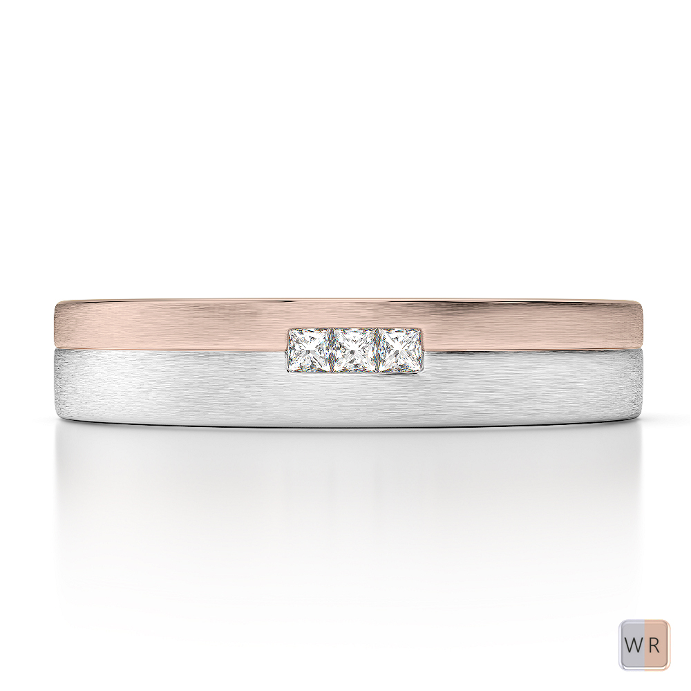 White & Rose Gold Mens Fusion Diamond Wedding Ring AGDR-1294