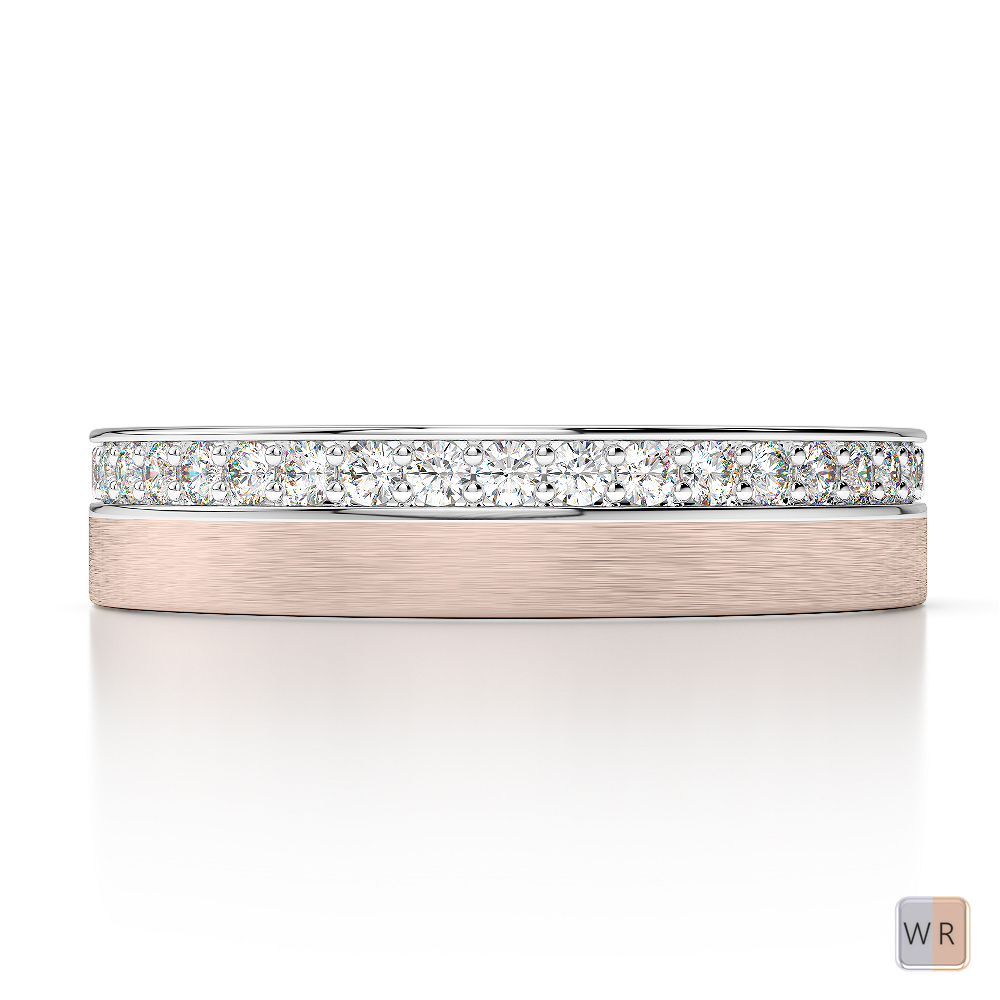 White & Rose Gold Mens Fusion Diamond Wedding Ring AGDR-1296