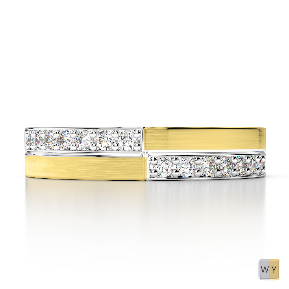 White & Yellow Gold Mens Fusion Diamond Wedding Ring AGDR-1303
