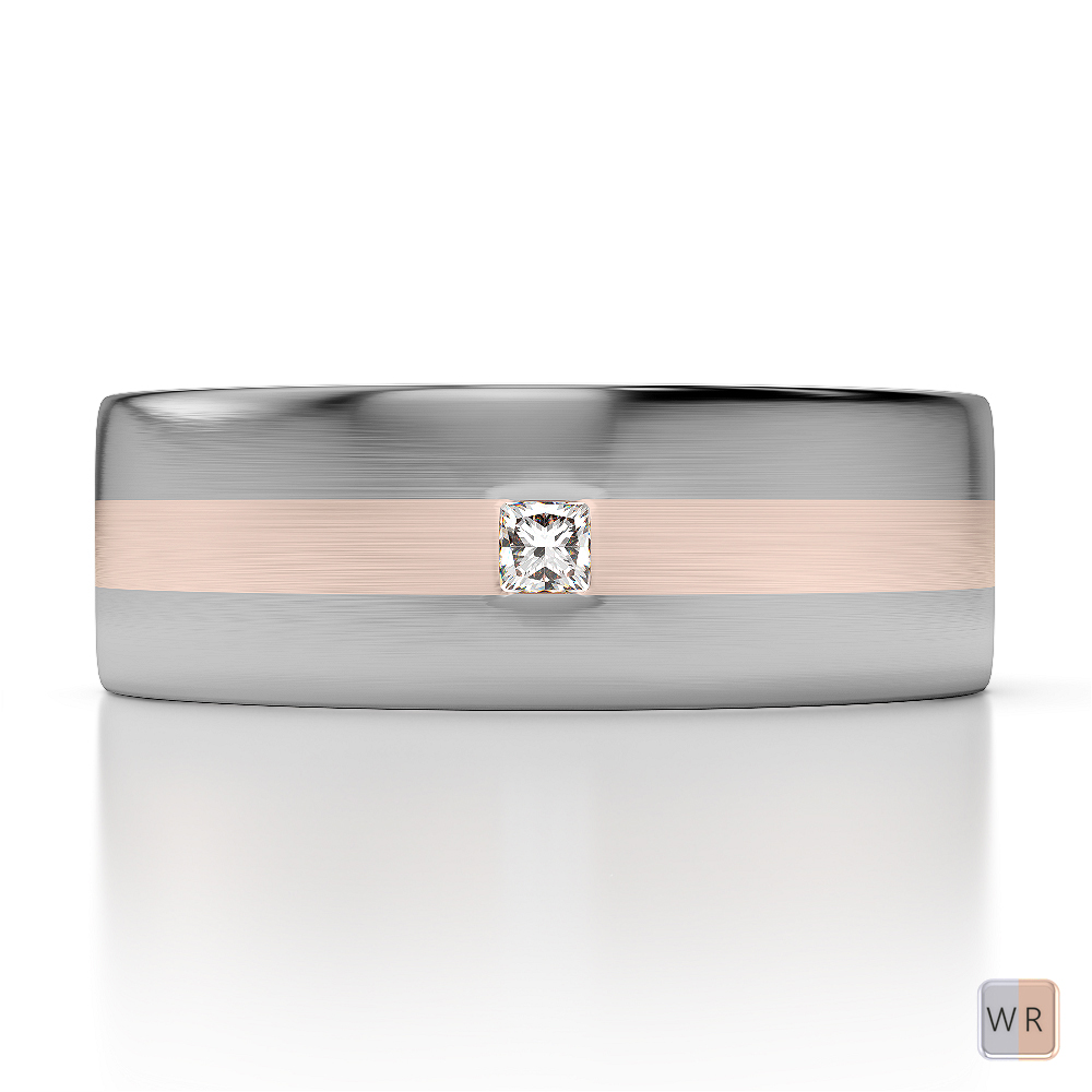 White & Rose Gold Mens Fusion Diamond Wedding Ring AGDR-1304