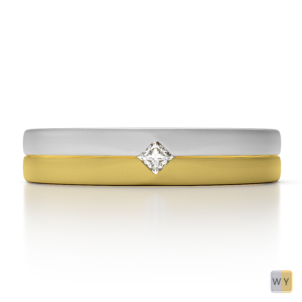 White & Yellow Gold Mens Fusion Diamond Wedding Ring AGDR-1329
