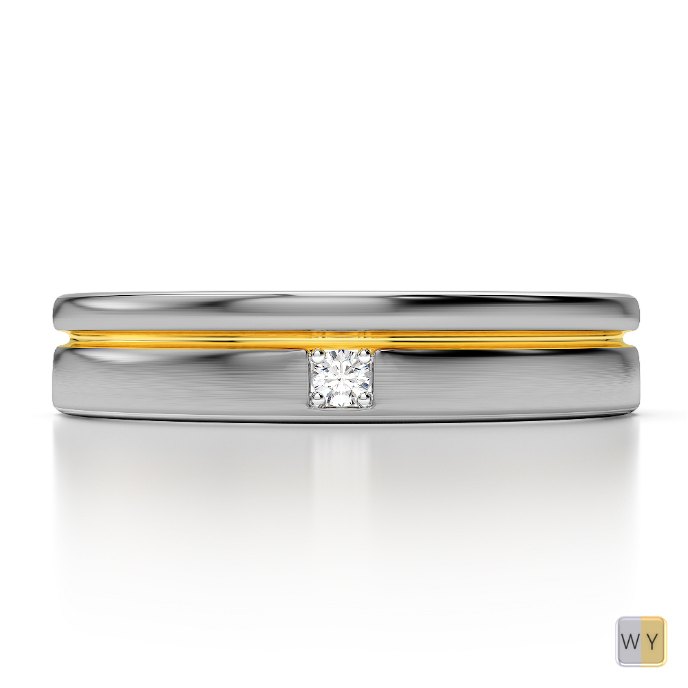 White & Yellow Gold Mens Fusion Diamond Wedding Ring AGDR-1330