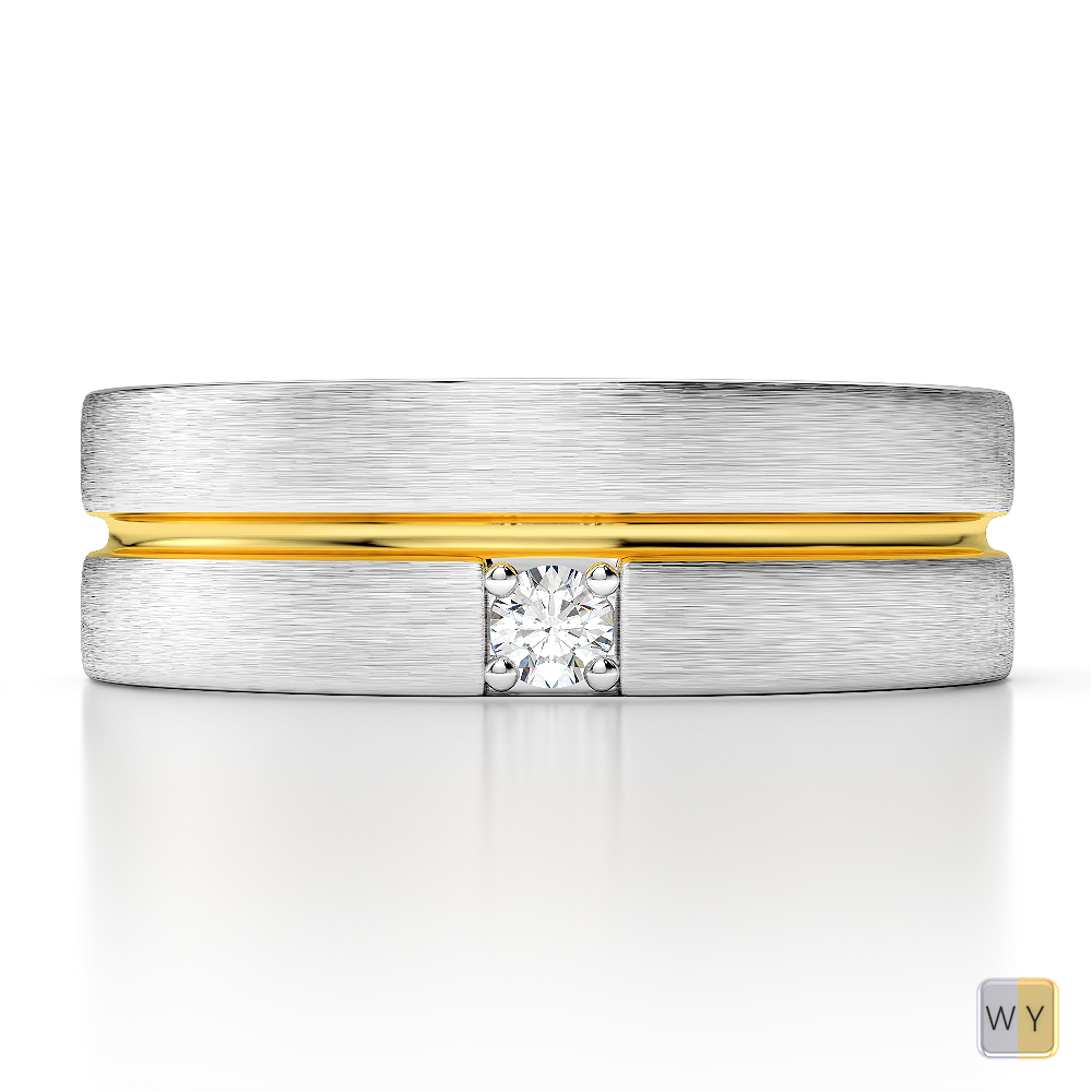 White & Yellow Gold Mens Fusion Diamond Wedding Ring AGDR-1331