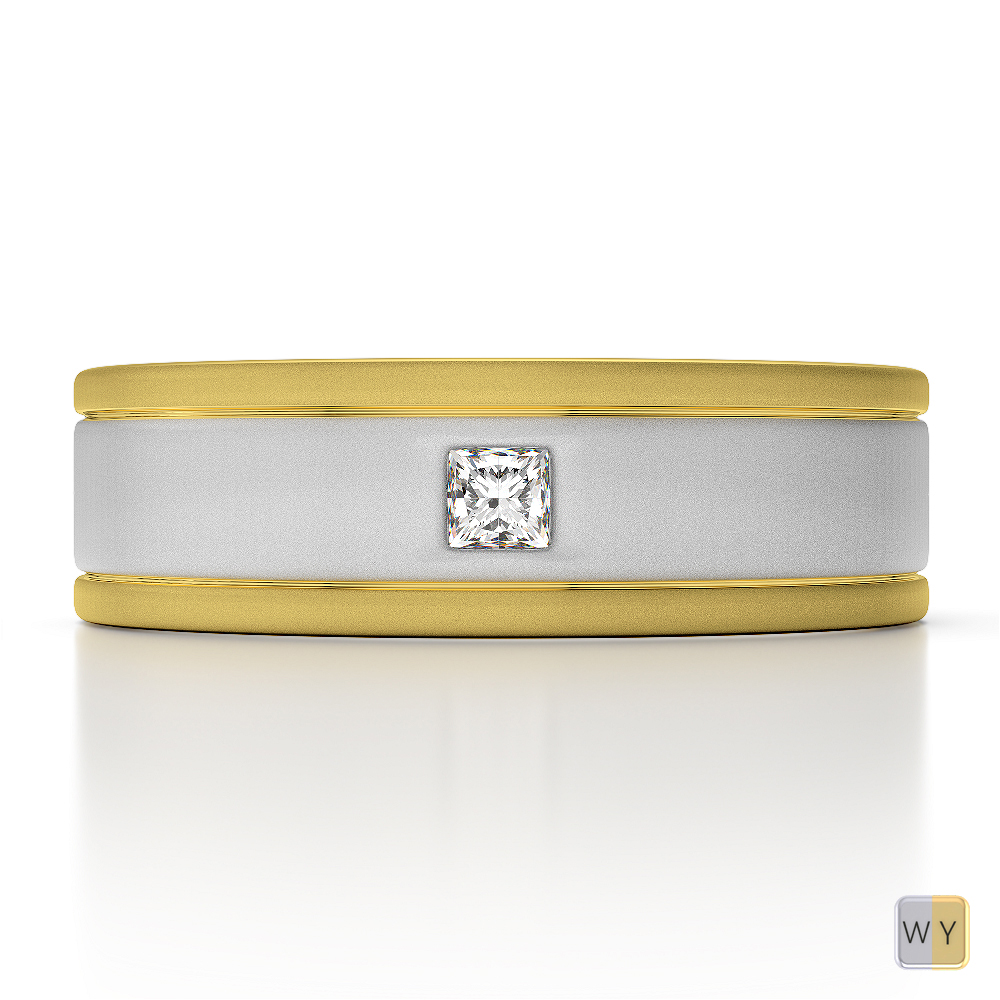 White & Yellow Gold Mens Fusion Diamond Wedding Ring AGDR-1332