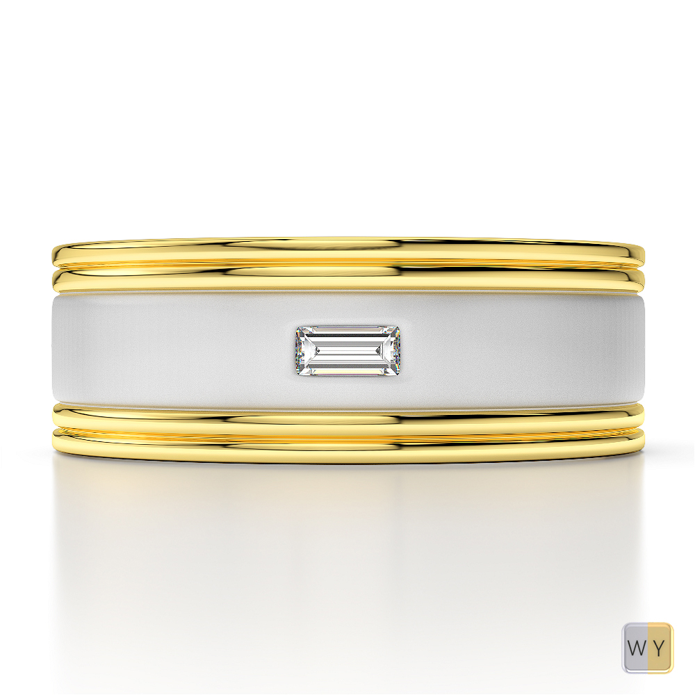 White & Yellow Gold Mens Fusion Diamond Wedding Ring AGDR-1333
