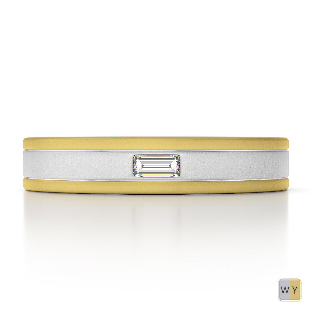 White & Yellow Gold Mens Fusion Diamond Wedding Ring AGDR-1334