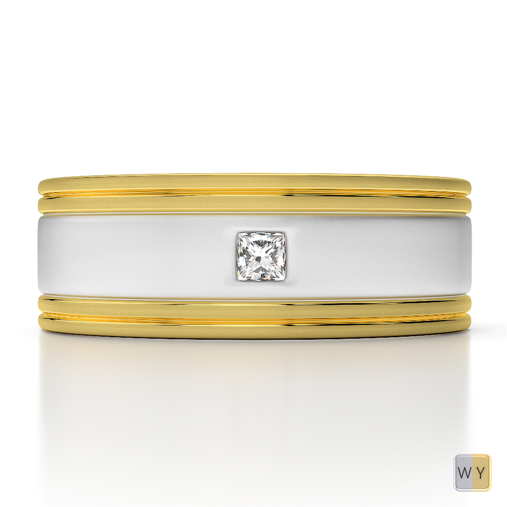 White & Yellow Gold Mens Fusion Diamond Wedding Ring AGDR-1335