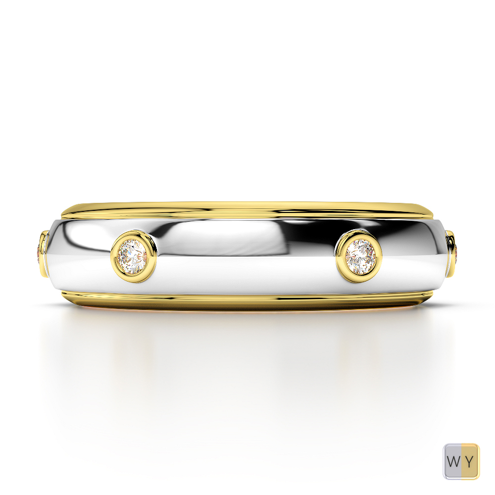White & Yellow Gold Mens Fusion Diamond Wedding Ring AGDR-1336