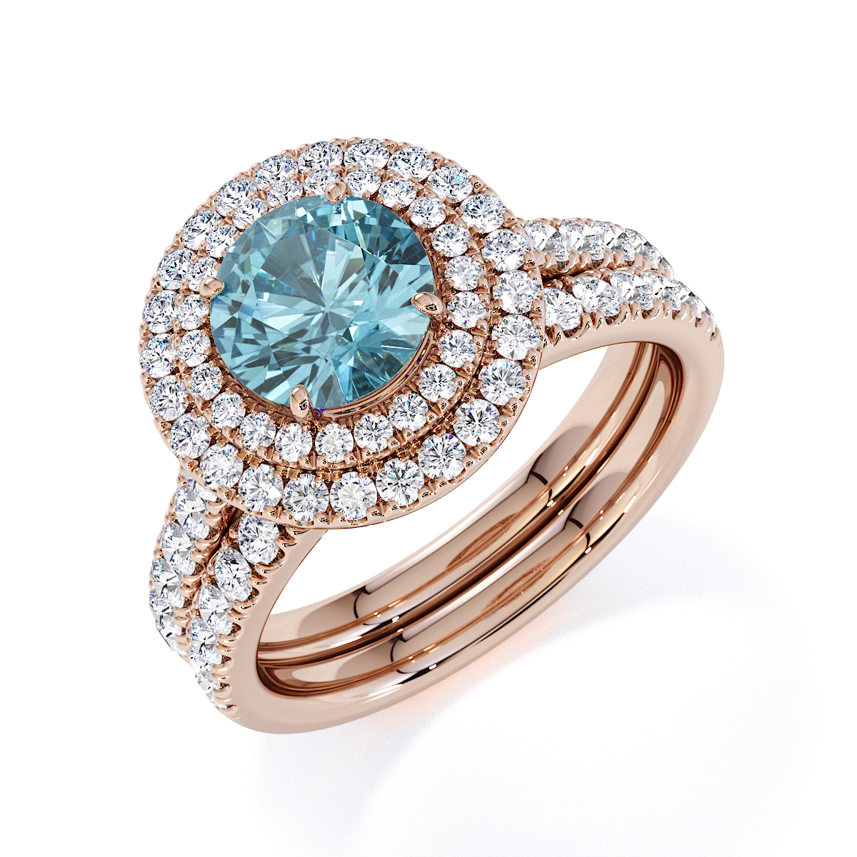 Gold / Platinum Aquamarine and Diamond Engagement Ring RZ3401