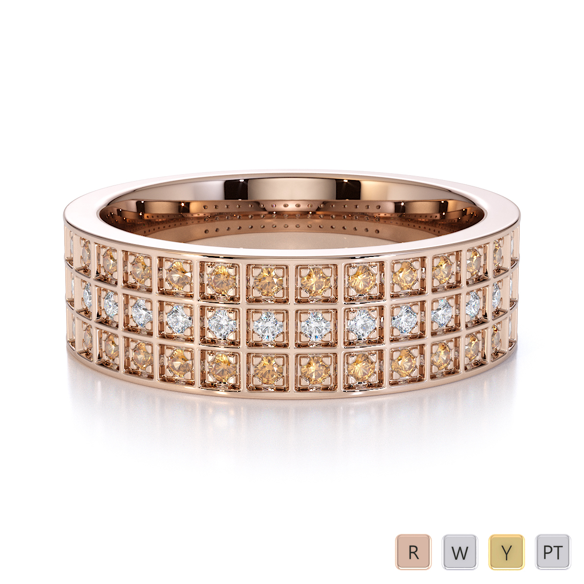 Gold / Platinum Citrine and Diamond Half Eternity Ring RZ1513