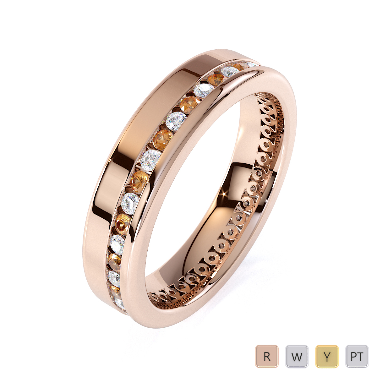 Gold / Platinum Citrine and Diamond Full Eternity Ring RZ1514