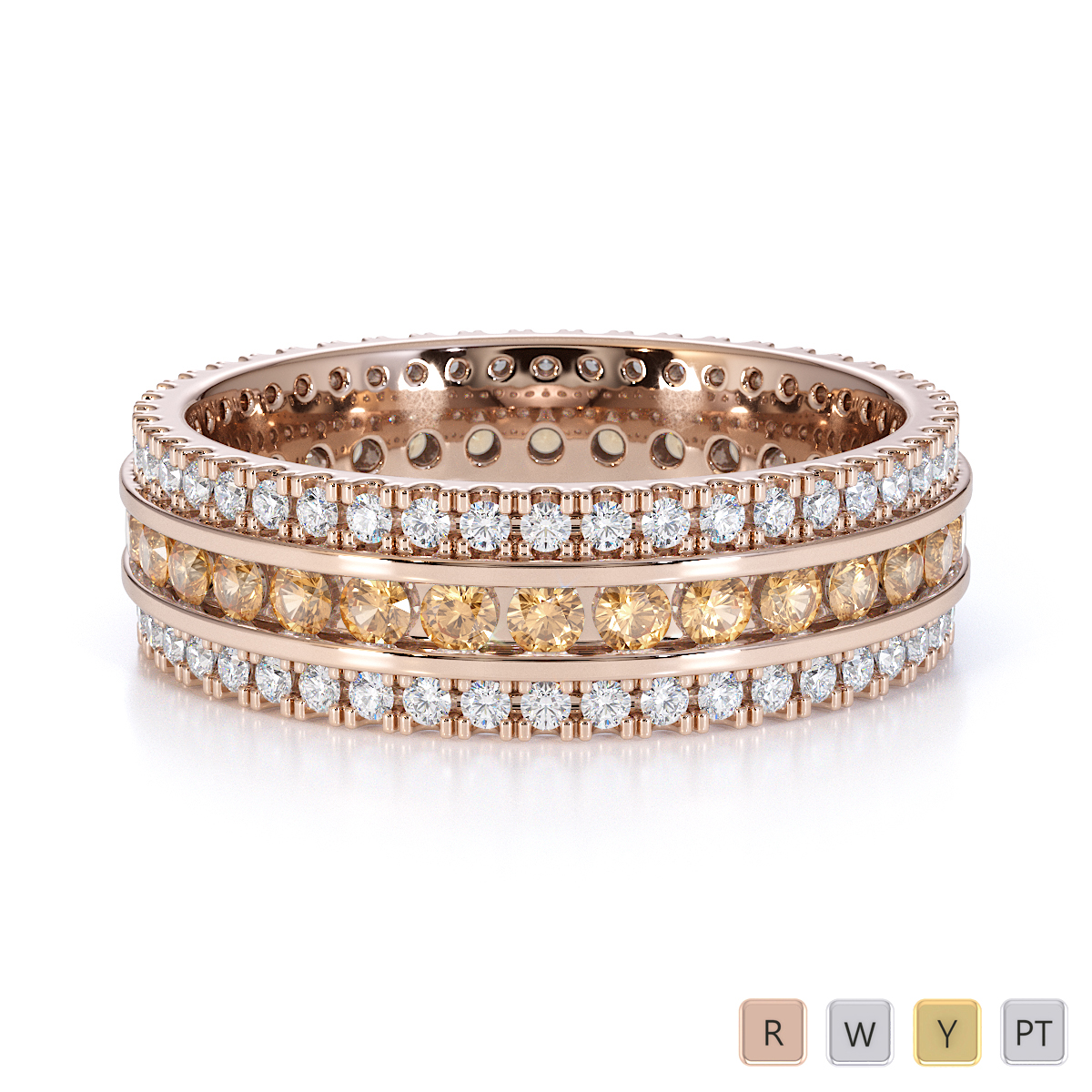 Gold / Platinum Citrine and Diamond Full Eternity Ring RZ1526