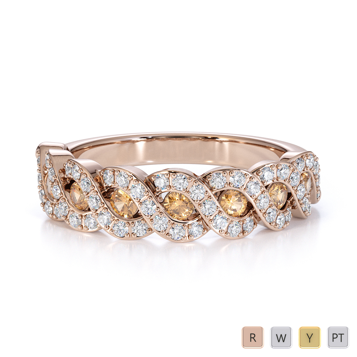 Gold / Platinum Citrine and Diamond Half Eternity Ring RZ1533
