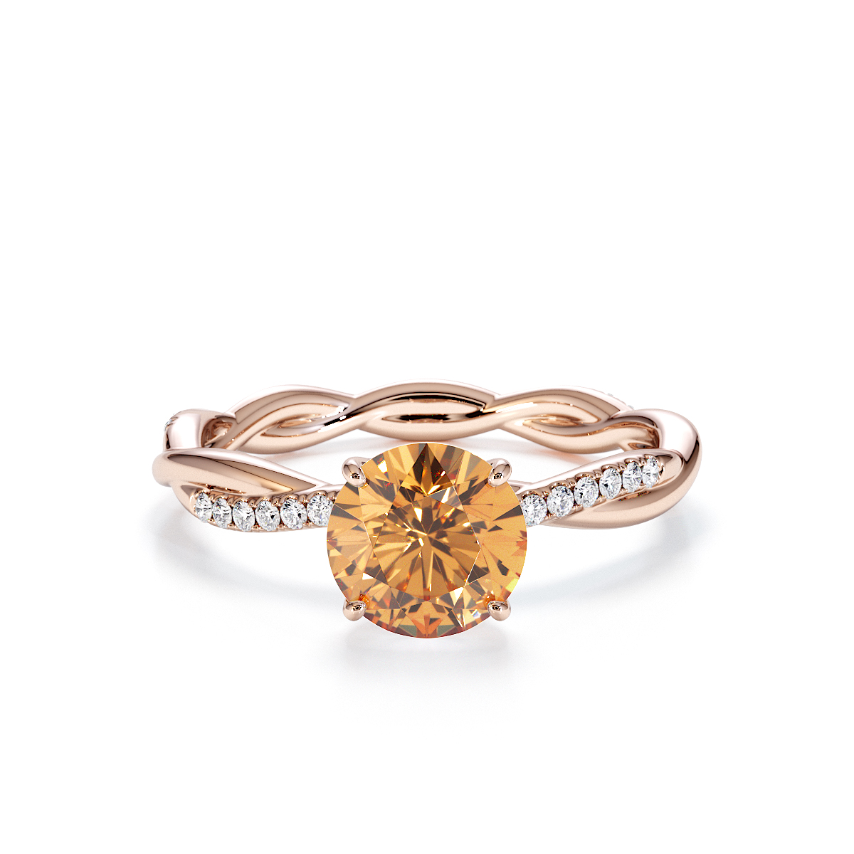 Gold / Platinum Citrine and Diamond Engagement Ring RZ3385