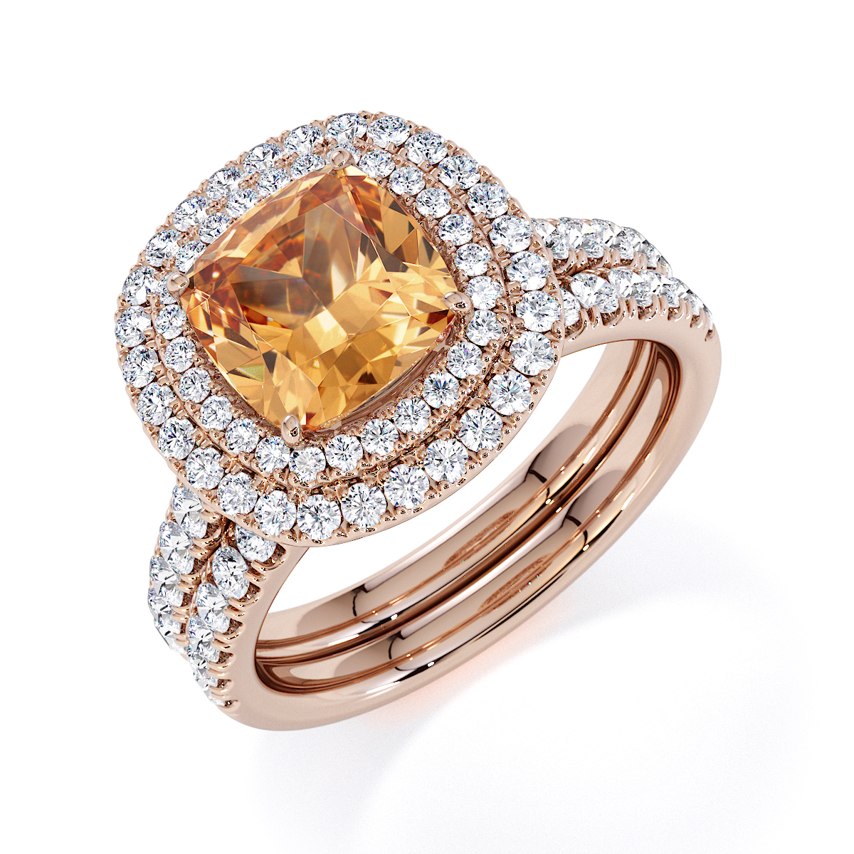 Gold / Platinum Citrine and Diamond Engagement Ring RZ3405