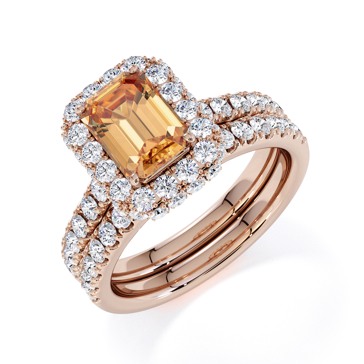 Gold / Platinum Citrine and Diamond Engagement Ring RZ3410