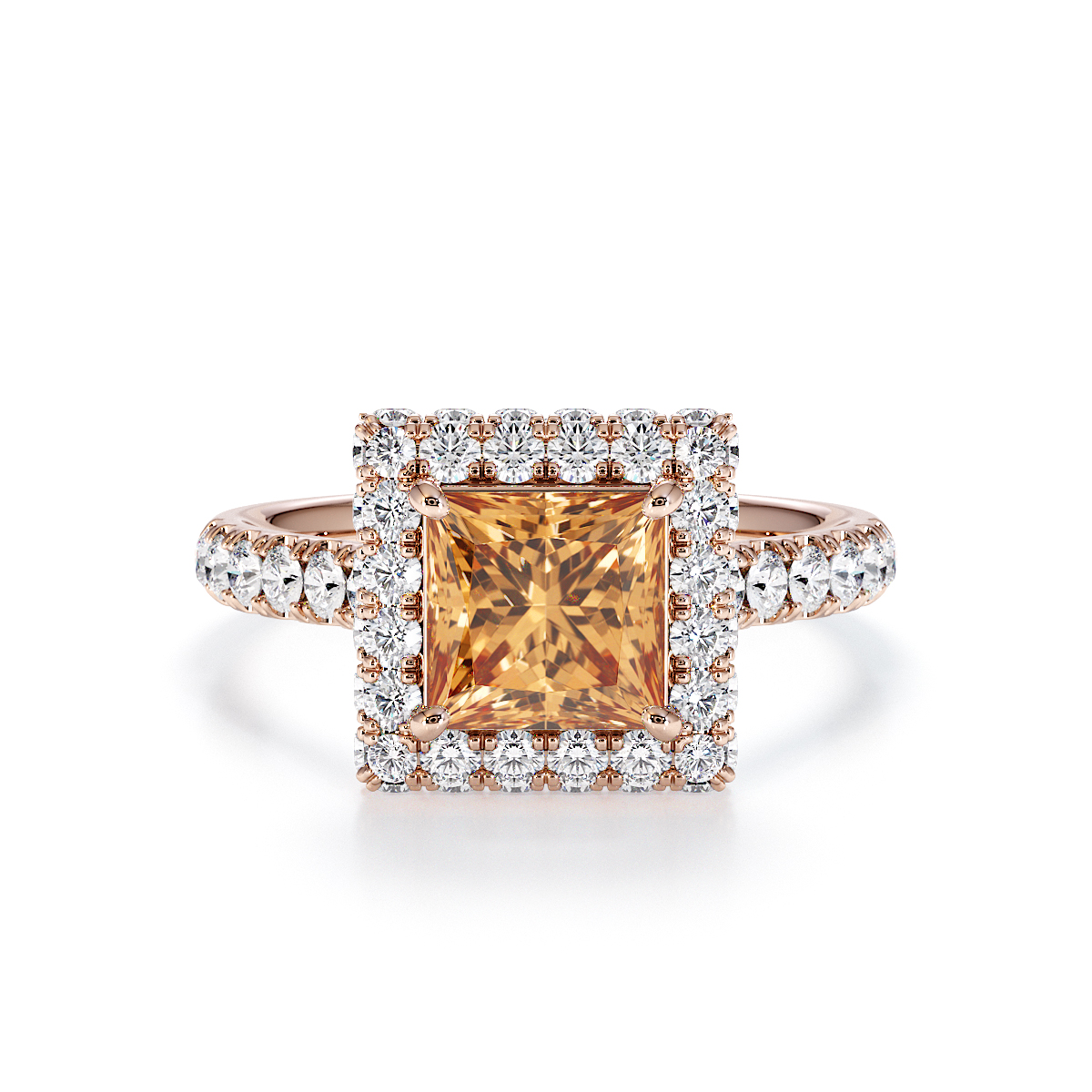 Gold / Platinum Citrine and Diamond Engagement Ring RZ3411