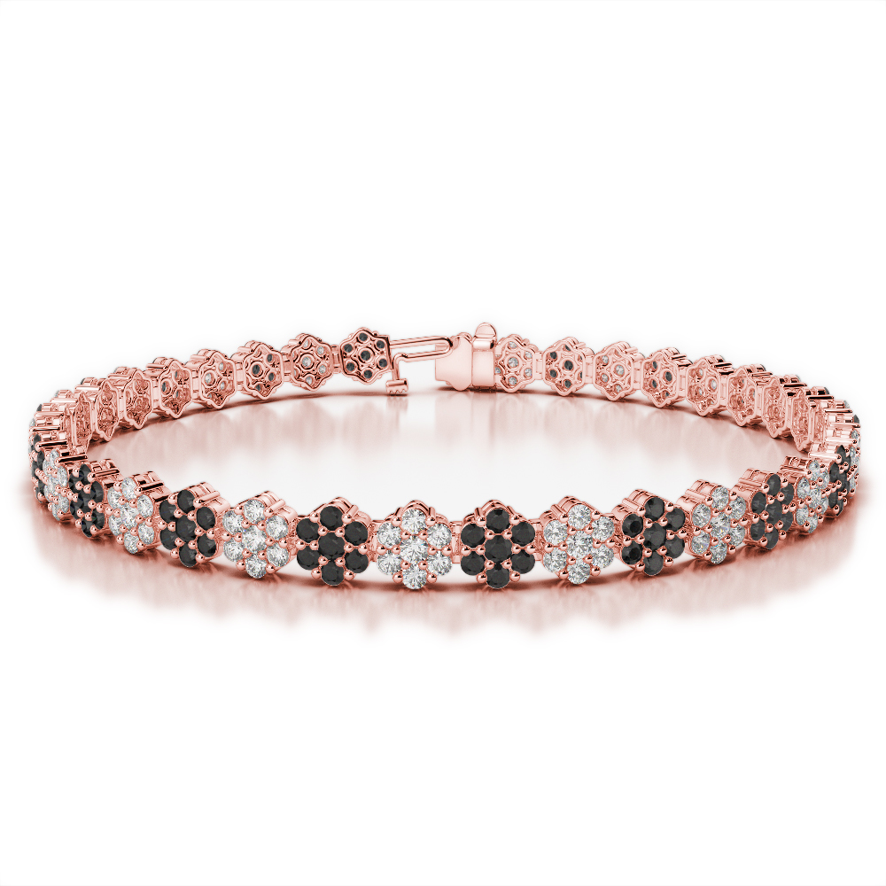 Gold / Platinum Round Cut Black Diamond with Diamond Bracelet AGBRL-1028