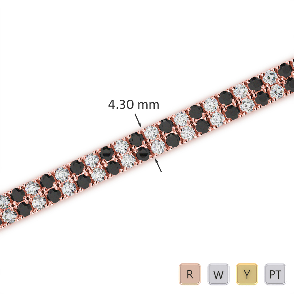 Gold / Platinum Round Cut Black Diamond with Diamond Bracelet AGBRL-1032