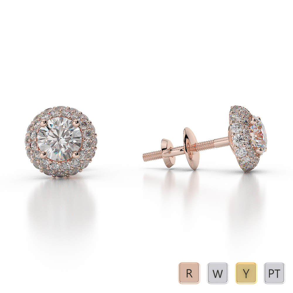Gold / Platinum Diamond Halo Earrings AGER-1012