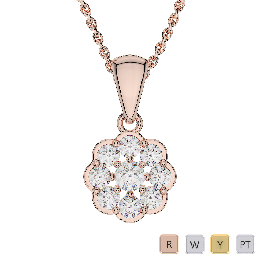 Gold / Platinum Diamond Cluster Necklace AGDNC-1022