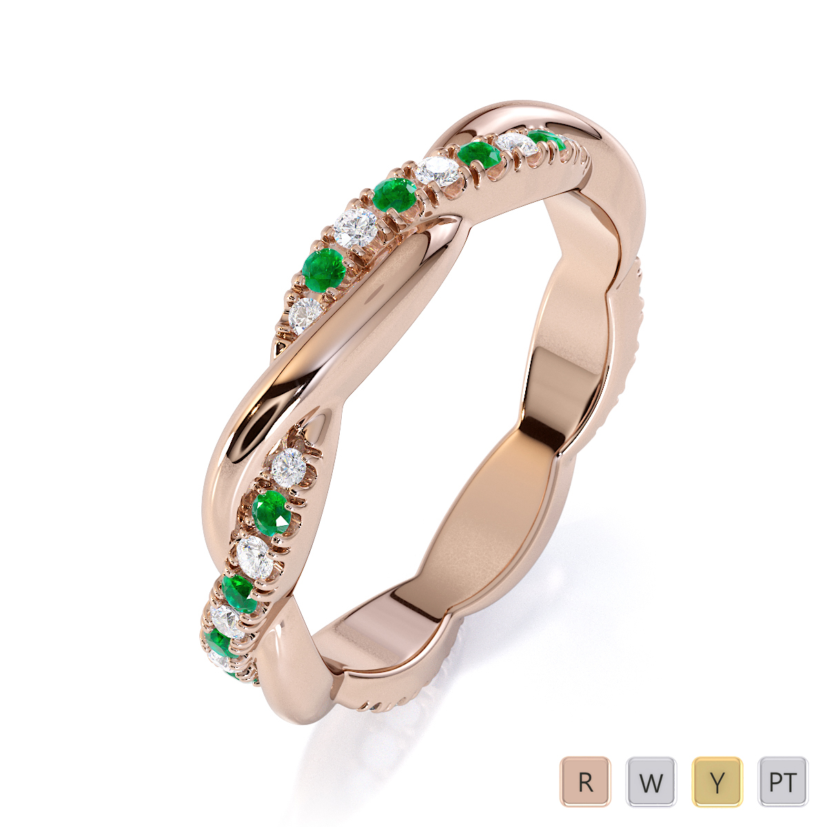 Gold / Platinum Emerald and Diamond Full Eternity Ring RZ1522