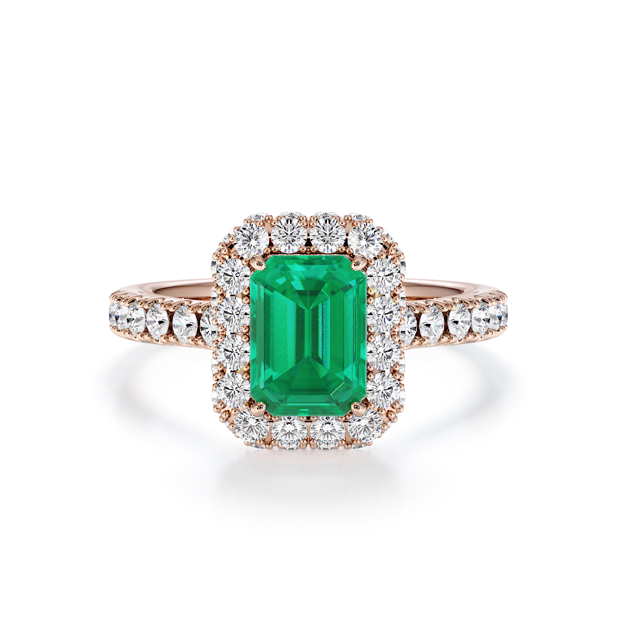 Gold / Platinum Emerald and Diamond Engagement Ring RZ3410
