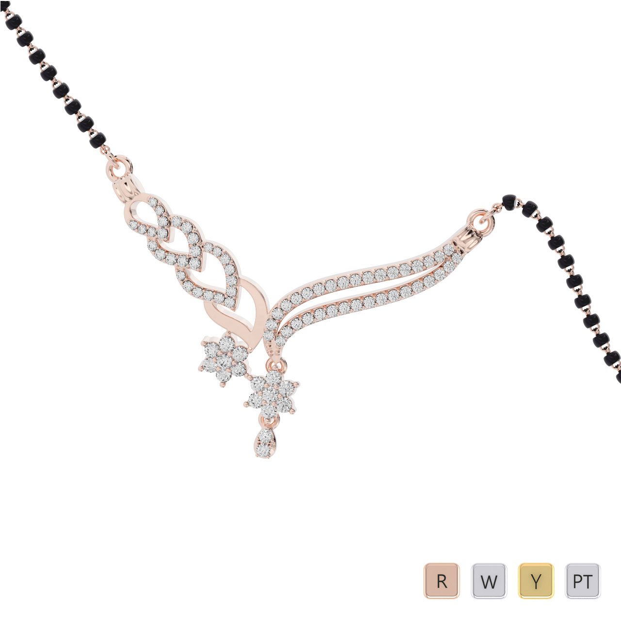 Gold / Platinum Round Cut Diamond Mangalsutra TZ0365