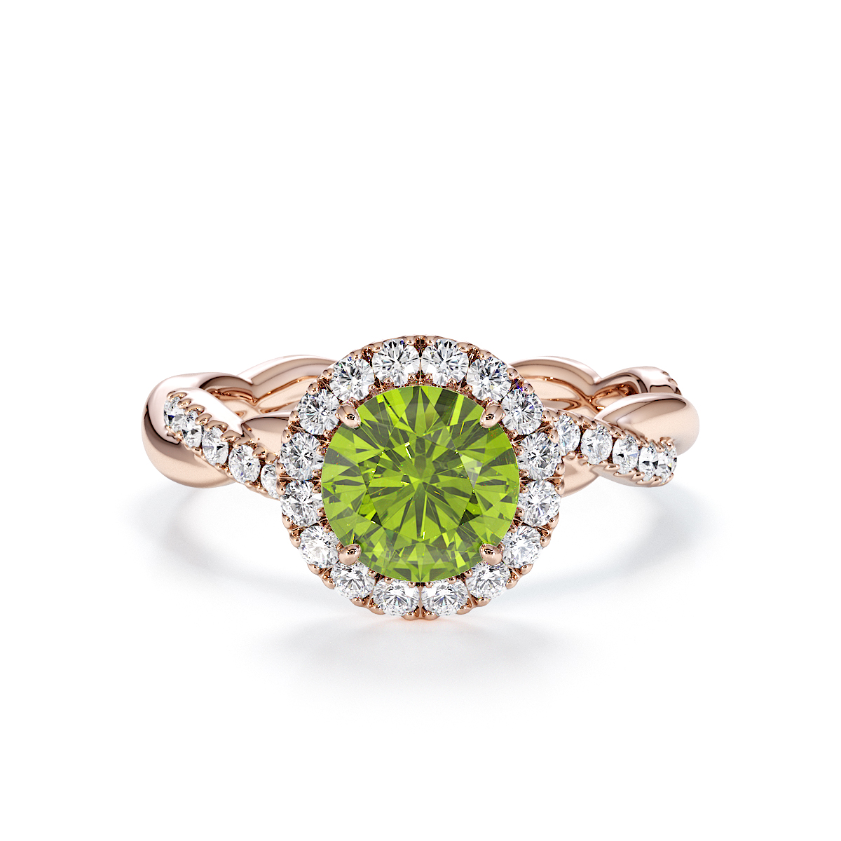 Gold / Platinum Peridot and Diamond Engagement Ring RZ3453
