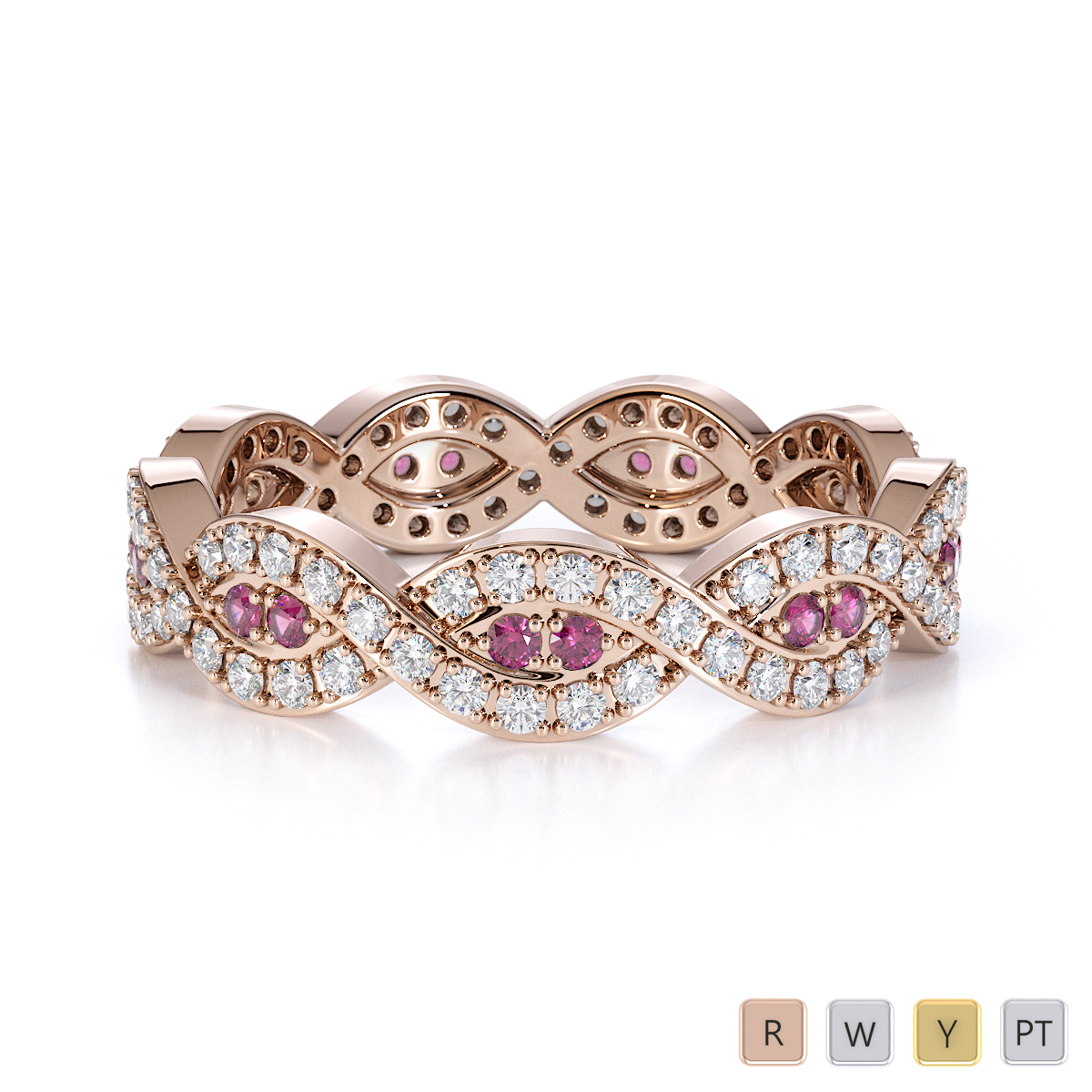 Gold / Platinum Pink Sapphire and Diamond Full Eternity Ring RZ1498