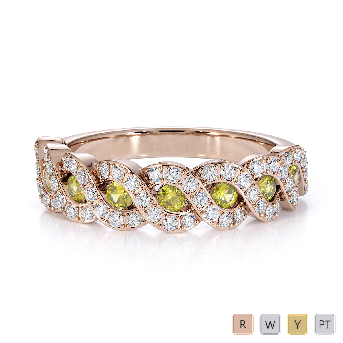 Gold / Platinum Yellow Sapphire and Diamond Half Eternity Ring RZ1533