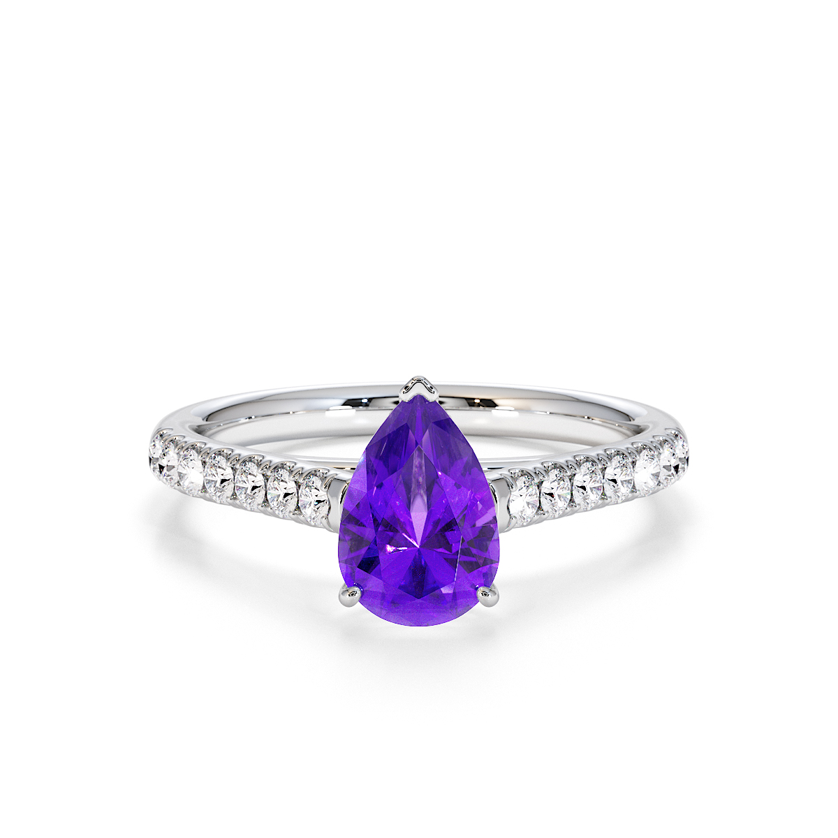 Gold / Platinum Amethyst and Diamond Engagement Ring RZ3355