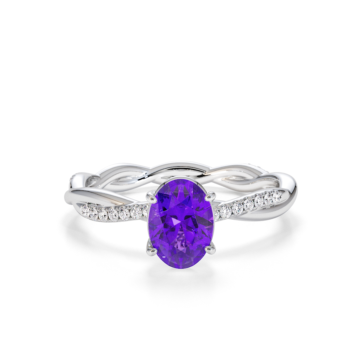 Gold / Platinum Amethyst and Diamond Engagement Ring RZ3386