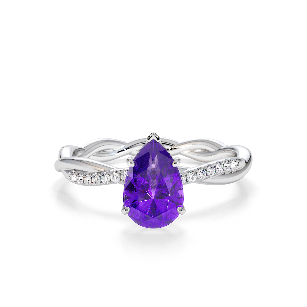 Gold / Platinum Amethyst and Diamond Engagement Ring RZ3390