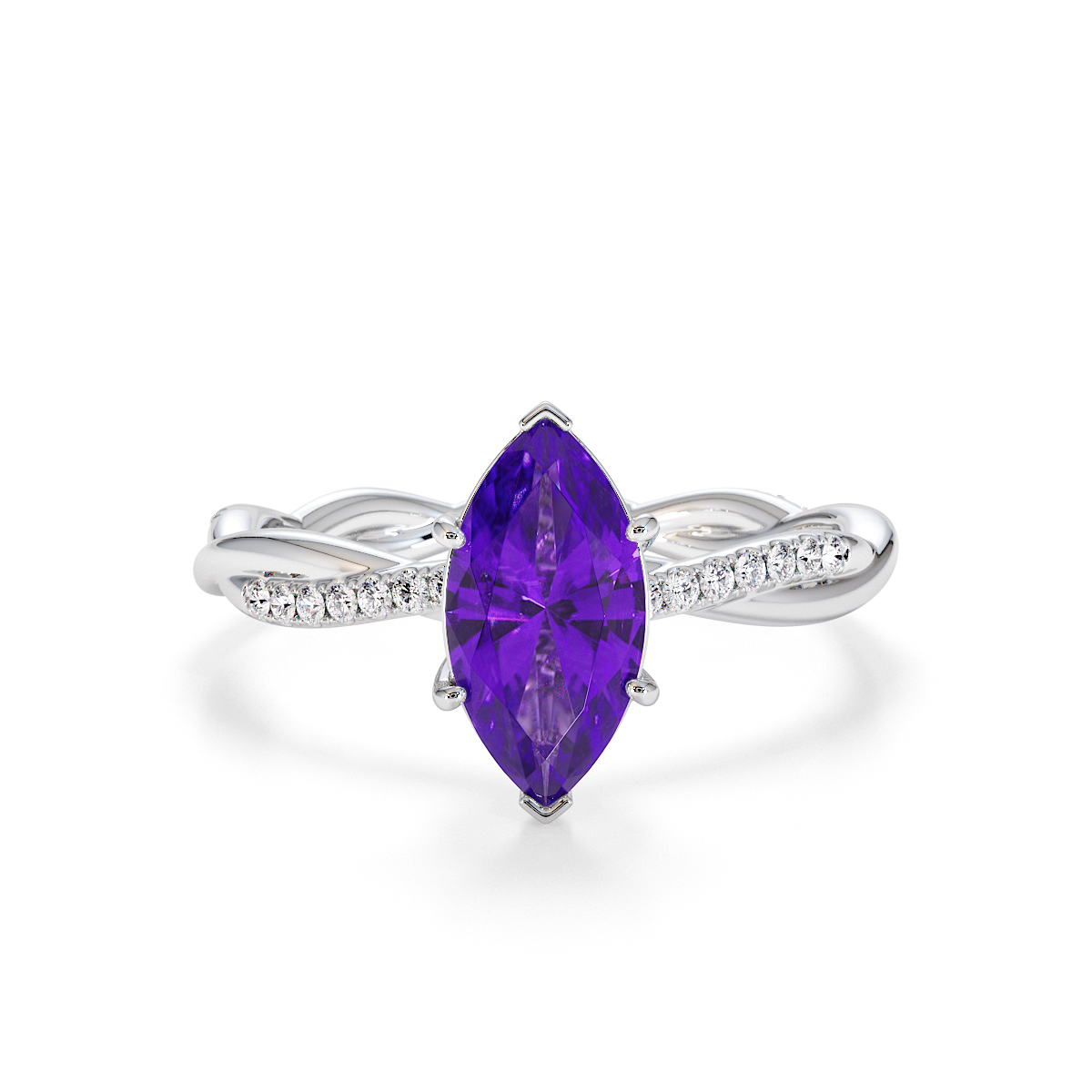 Gold / Platinum Amethyst and Diamond Engagement Ring RZ3391