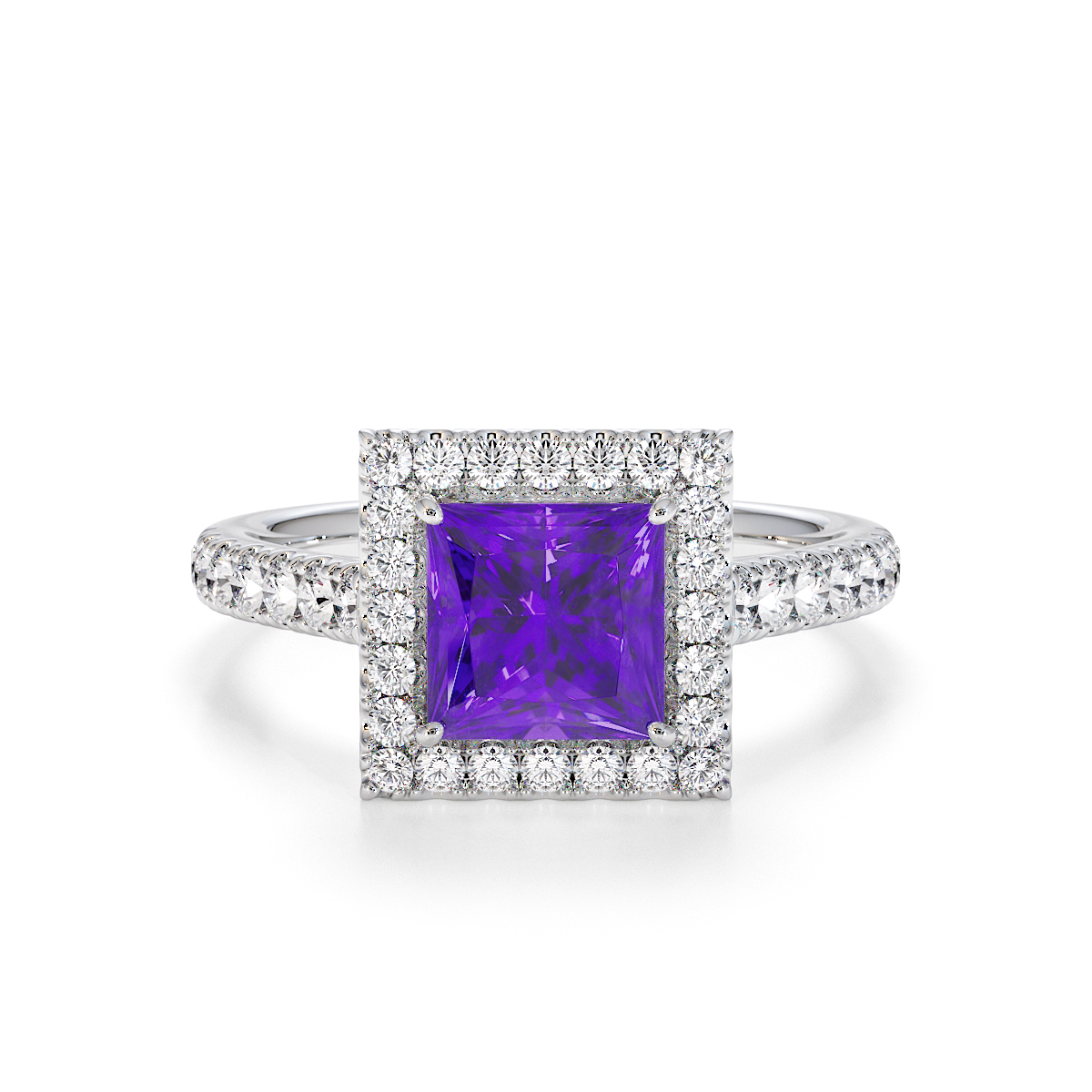 Gold / Platinum Amethyst and Diamond Engagemaent Ring RZ3395