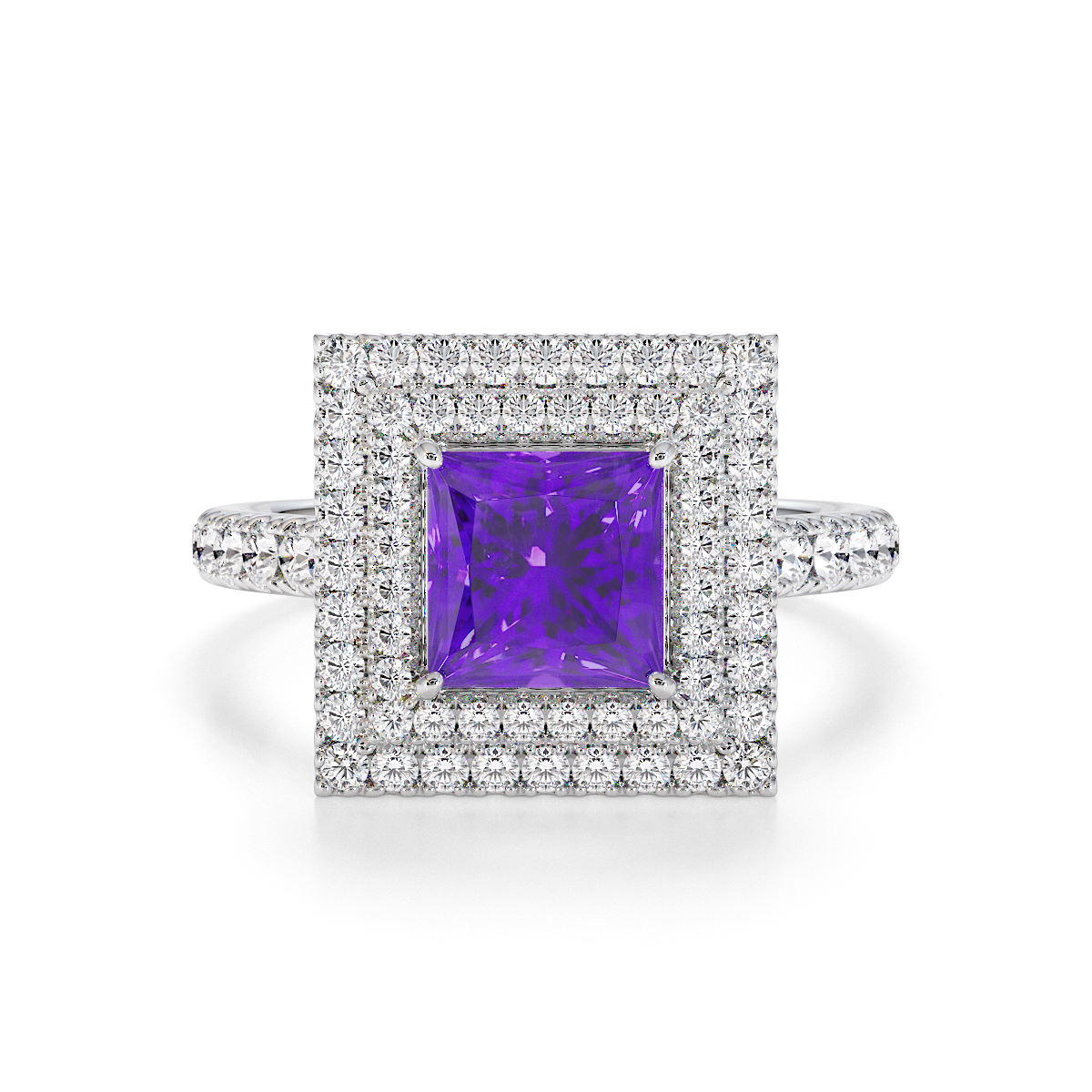 Gold / Platinum Amethyst and Diamond Engagement Ring RZ3403