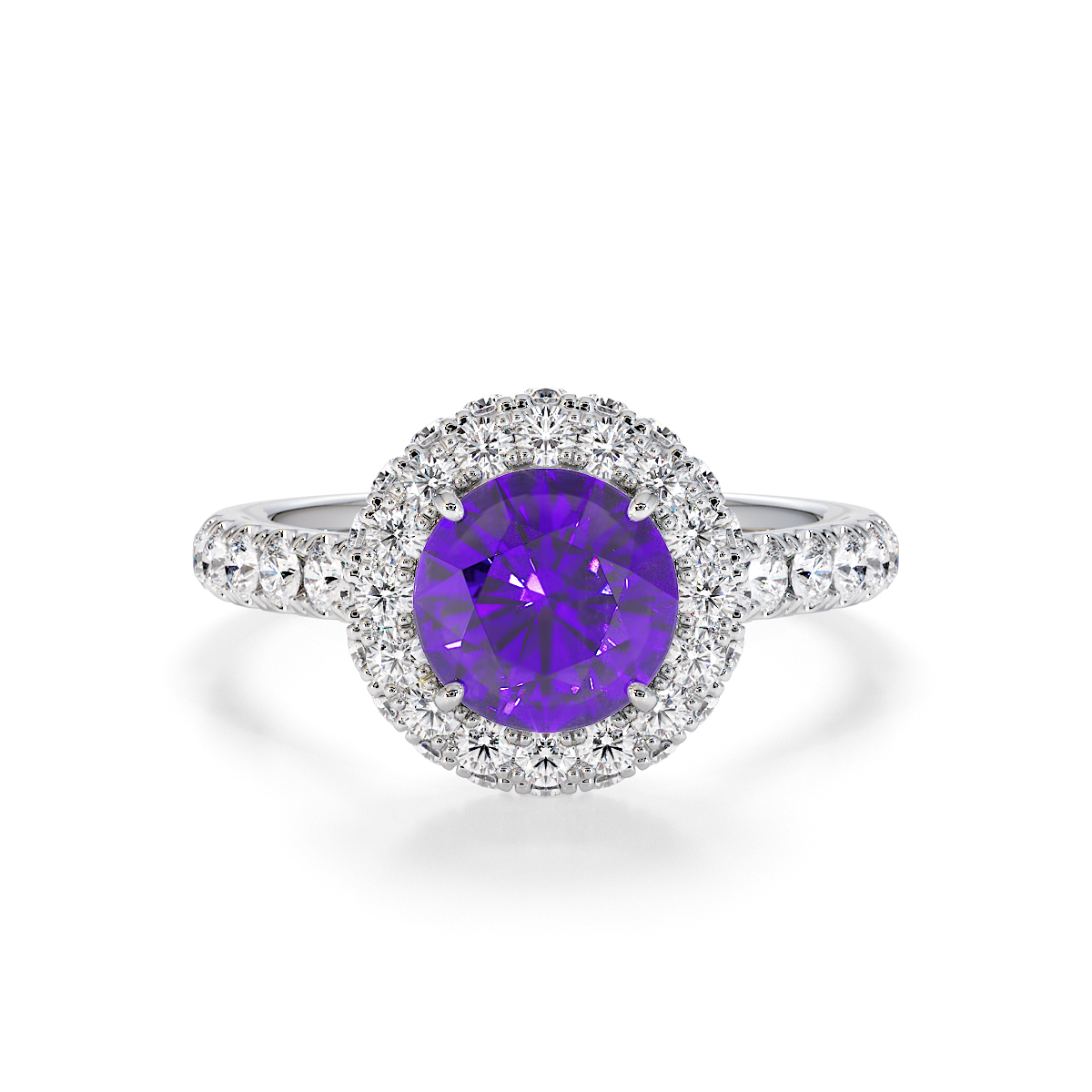 Gold / Platinum Amethyst and Diamond Engagement Ring RZ3409