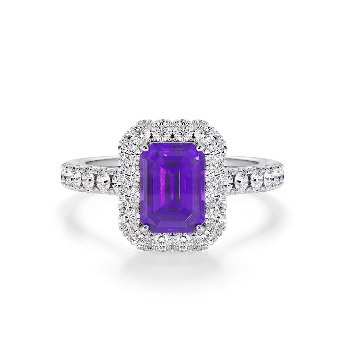 Gold / Platinum Amethyst and Diamond Engagement Ring RZ3410
