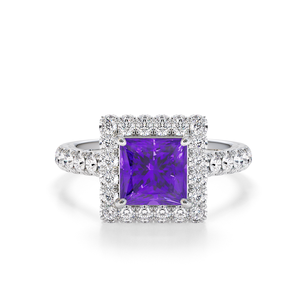 Gold / Platinum Amethyst and Diamond Engagement Ring RZ3411