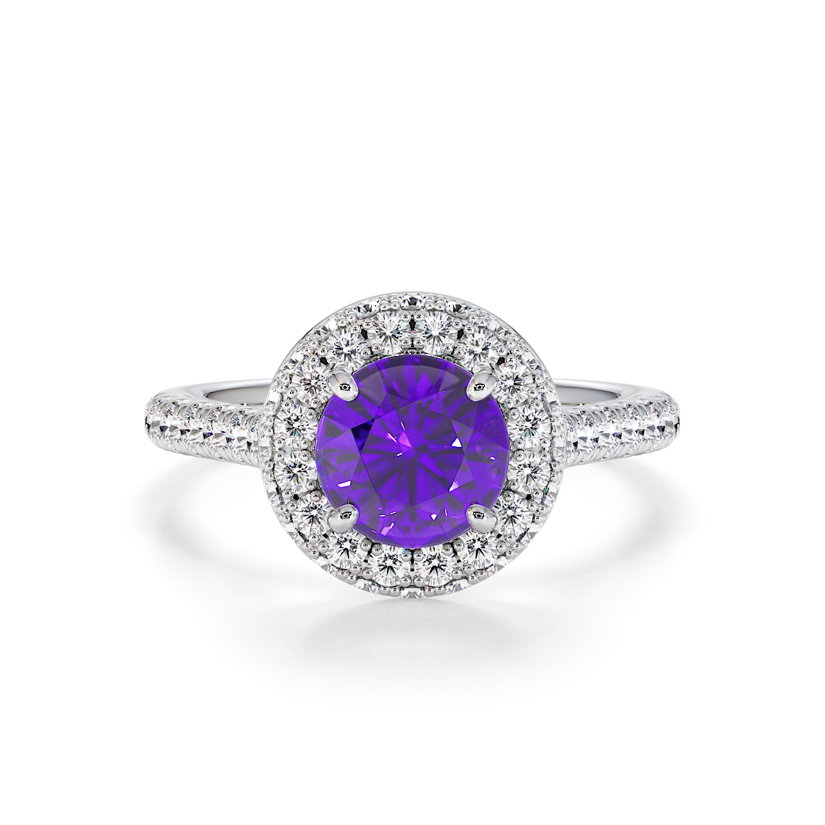 Gold / Platinum Amethyst and Diamond Engagement Ring RZ3420