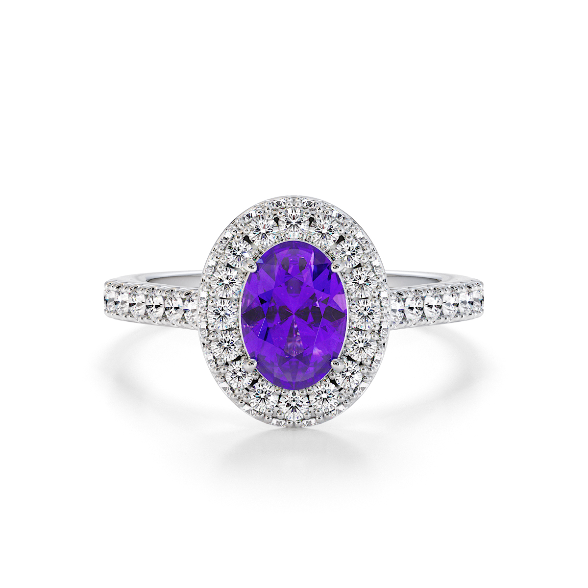 Gold / Platinum Amethyst and Diamond Engagement Ring RZ3421
