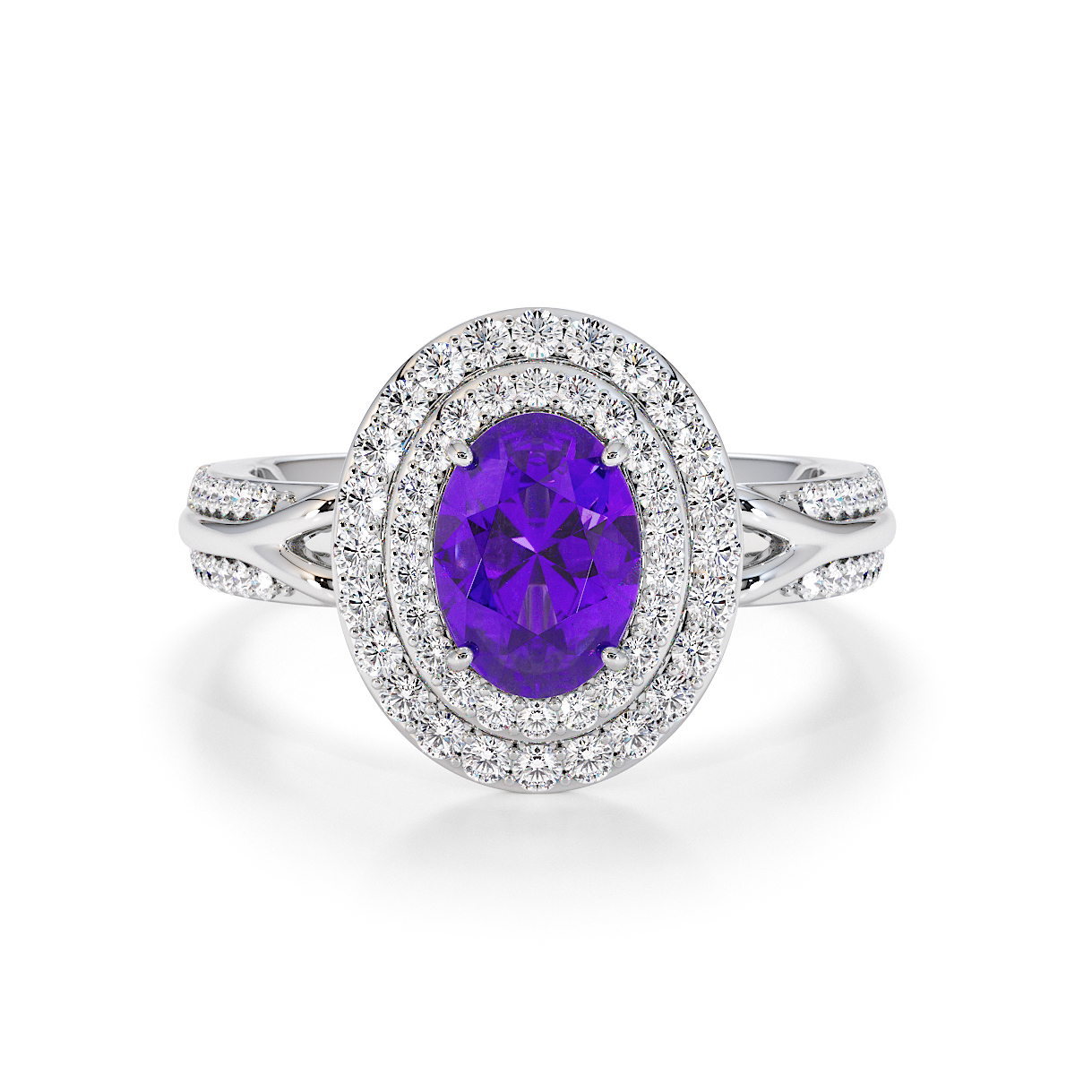 Gold / Platinum Amethyst and Diamond Engagement Ring RZ3428