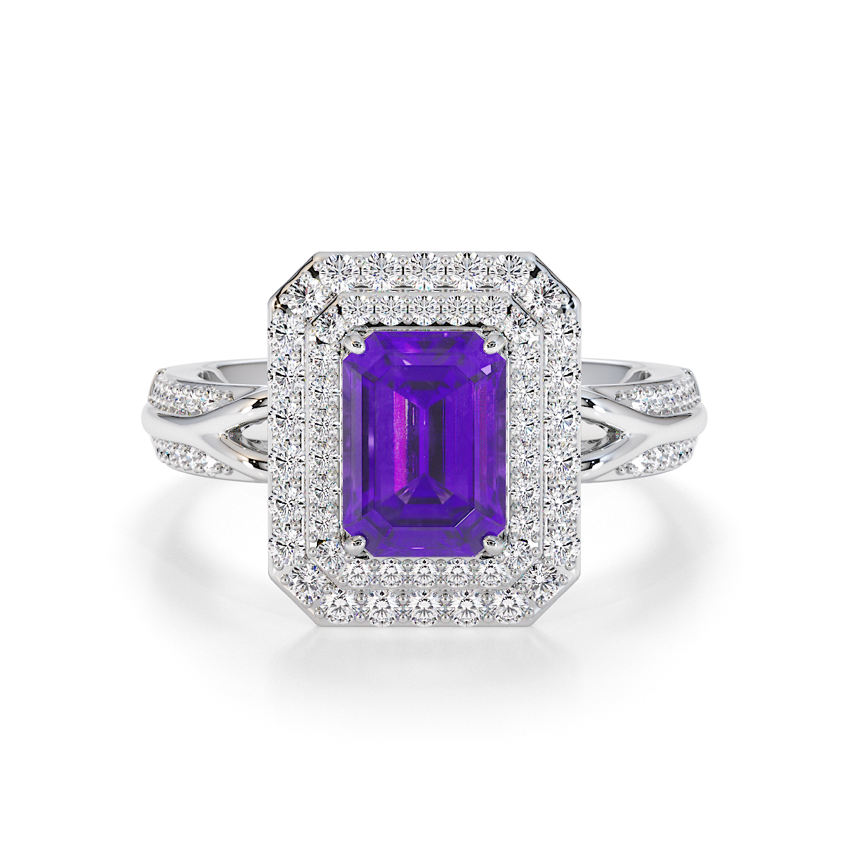 Gold / Platinum Amethyst and Diamond Engagement Ring RZ3429