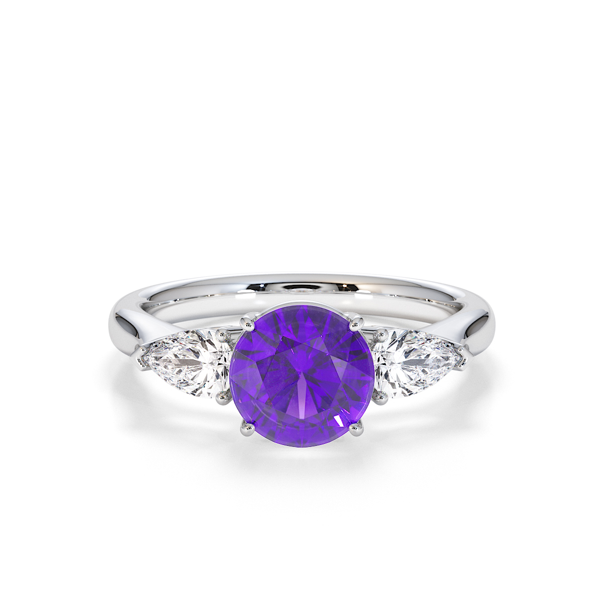 Gold / Platinum Amethyst and Diamond Engagement Ring RZ3432