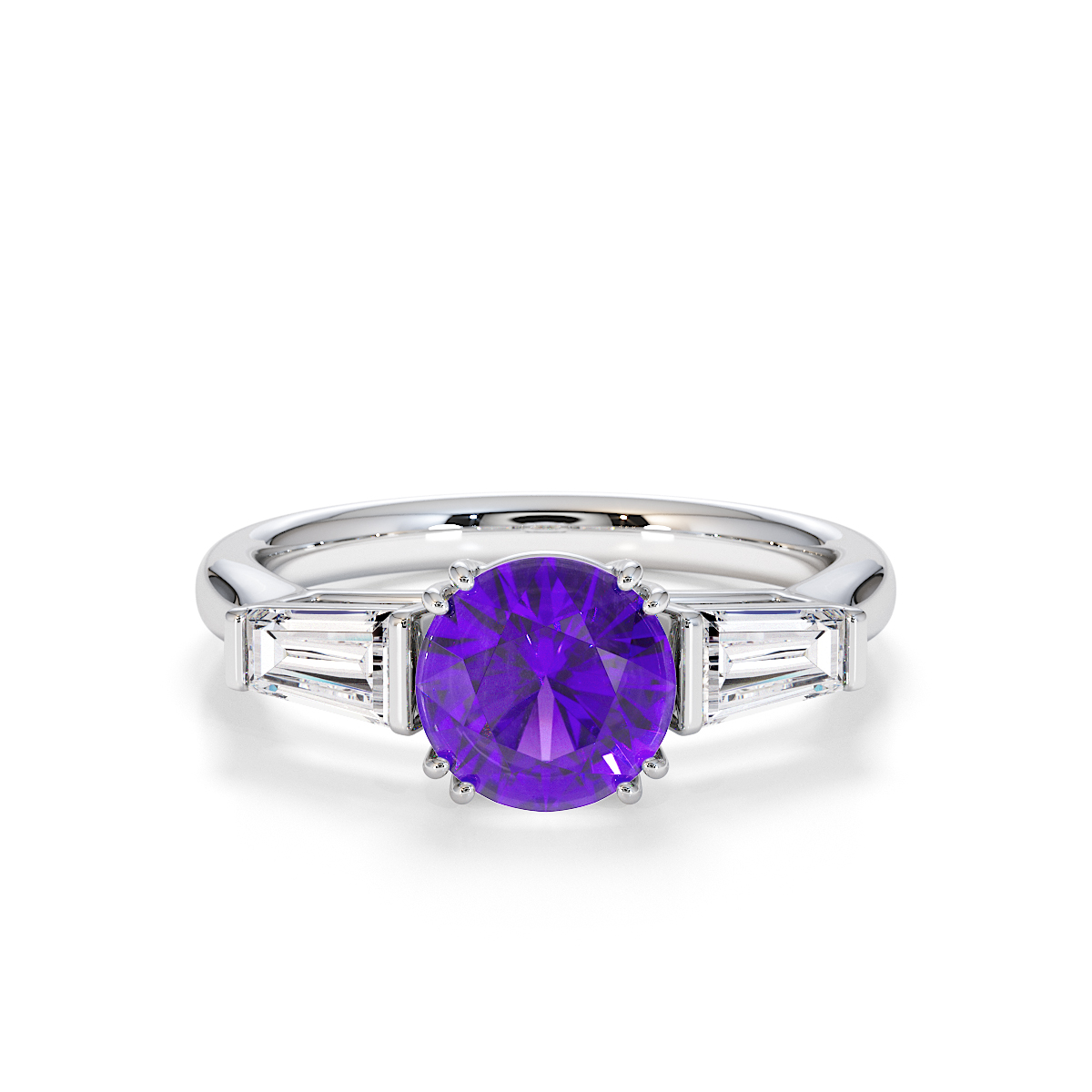Gold / Platinum Amethyst and Diamond Engagement Ring RZ3434