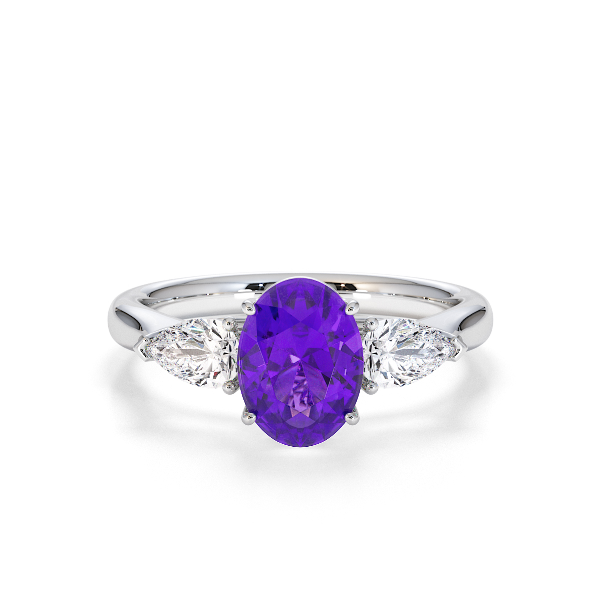 Gold / Platinum Amethyst and Diamond Engagement Ring RZ3435