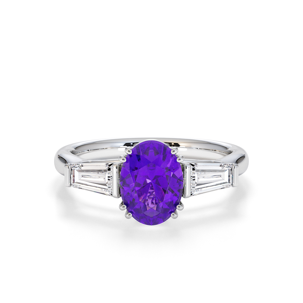 Gold / Platinum Amethyst and Diamond Engagement Ring RZ3437