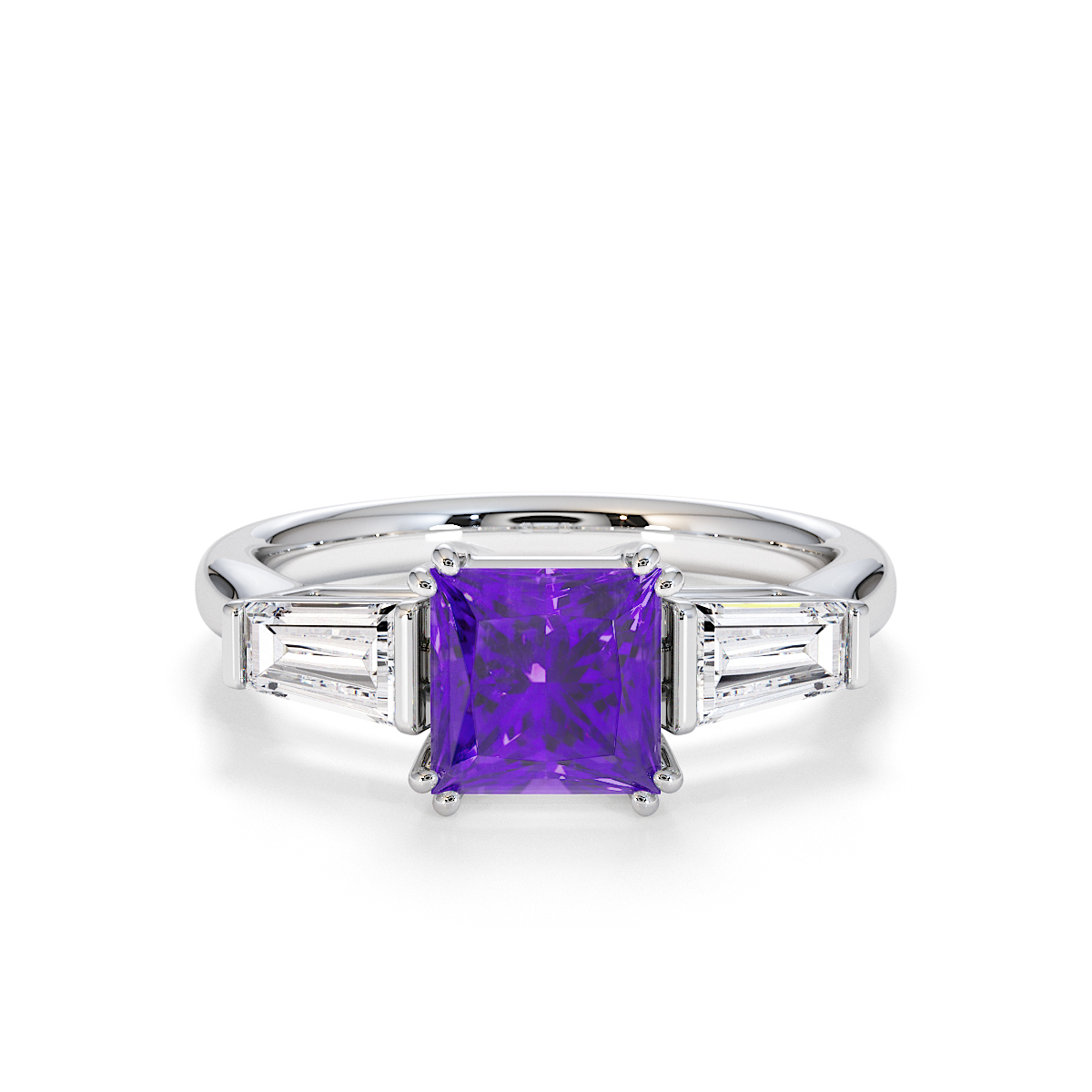 Gold / Platinum Amethyst and Diamond Engagement Ring RZ3440